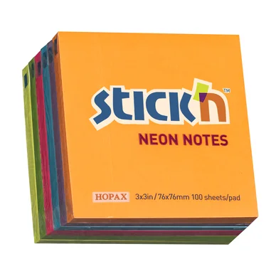 Stick'n Stick'n Notesblok 76x76mm 100 Blad 6 Pakke Assorteret Neon 4712759912904 Modsvarer: N/A