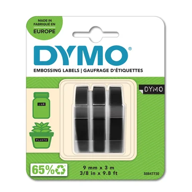 DYMO Embosser Tape 9mm x 3m black, 3
