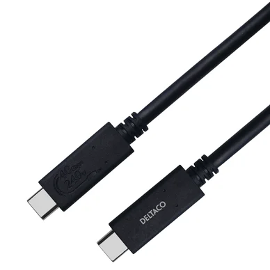 DELTACO USB4 gen3, USB-C - USB-C, 5A EPR, sort, 0,8m USBC-4008 Modsvarer: N/A