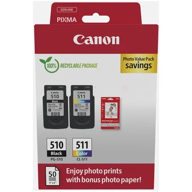 Canon Multipack PG-510 & CL-511 + 50 ark fotopapir 2970B017 Modsvarer: N/A billede