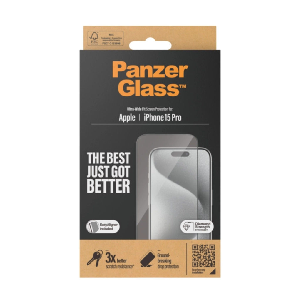 Panzerglass Skjermbeskytter iPhone 15 Pro Ultra-Wide Fit EasyAligner