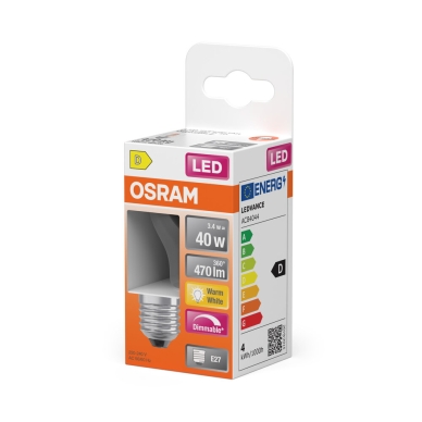 OSRAM LED Pallo 40 Himmennettävä Kirkas 3,4W 827 E27 4099854443947 Vastaa: N/A