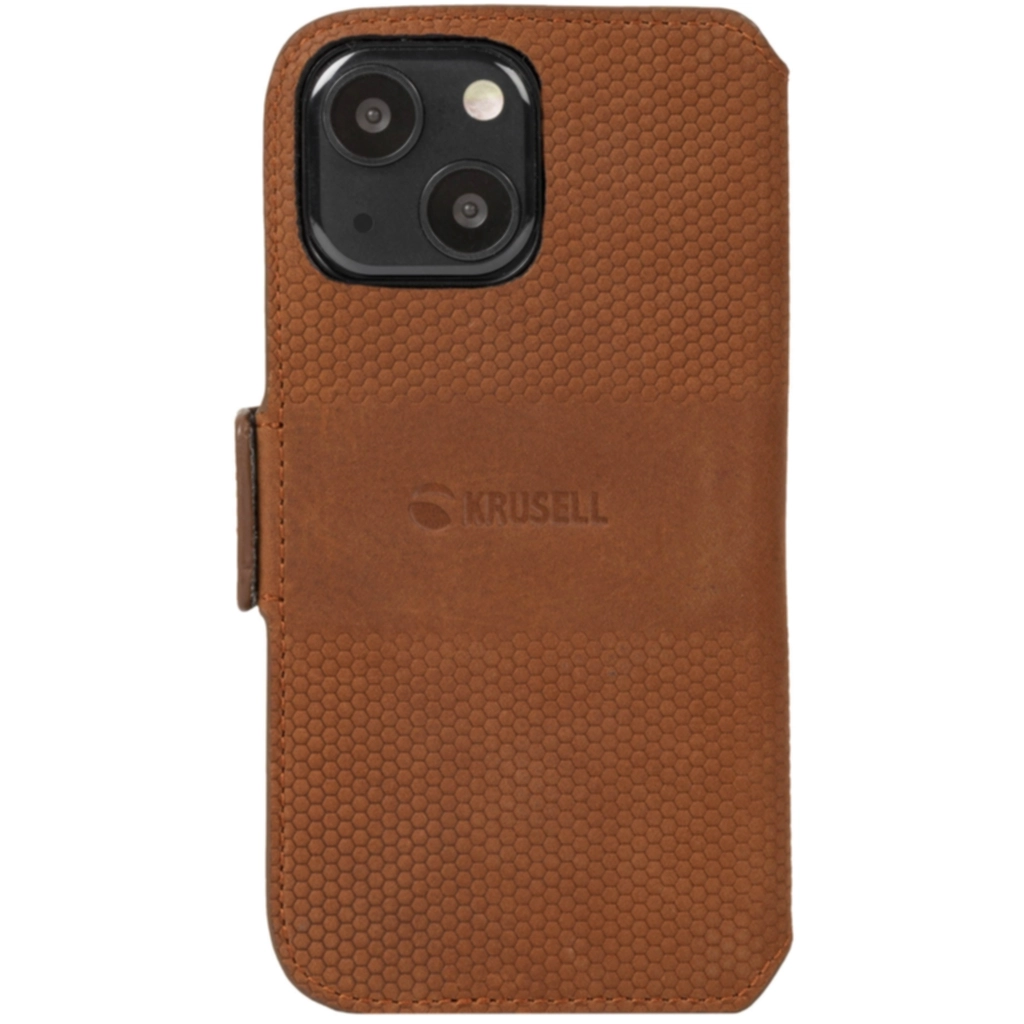 Krusell Krusell Leather Wallet iPhone 13, Cognac Mobildeksel og futteral iPhone,Elektronikk