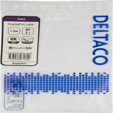 DisplayPort cable, DP 2.1a, DP54, 1,5m