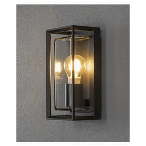 Konstsmide Brindisi vägglykta E27 svart, klarglas