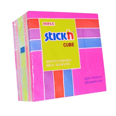 Stick'n Stick'n Neonkub 76x76 400 Blad Lyserød 4712759215364 Modsvarer: N/A