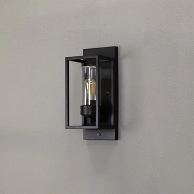 Konstsmide Trani Væglampe Skumringsrelæ Sort E27 Gløde Klart glas 7353-750 Modsvarer: N/A