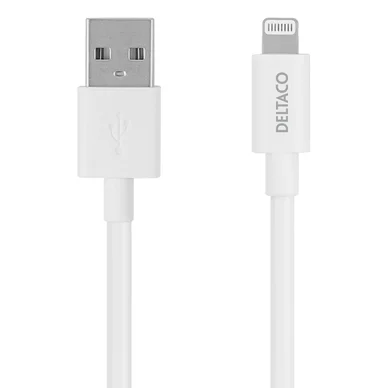 DELTACO Deltaco Ladekabel USB-A til Lightning, 0,5 m, hvid 7333048056528 Modsvarer: N/A
