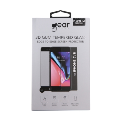 Gear alt GEAR Herdet Glass 3D Svart iPhone 6/7/8/SE 2/3 gen Platinum