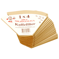 Kaffefilter 1x4, 200 st