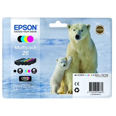 Epson 26 Bläckpatron MultiPack Bk,C,M,Y, Innehåll 220 Sidor