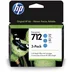 3ED77A HP 712 Bläckpatron Cyan 3-pack