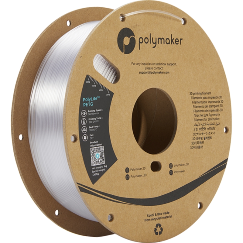 Polymaker Polymaker Polymaker Polylite PETG 1,75 mm - 1kg Transparent PETG-filament,3D skrivarförbrukning
