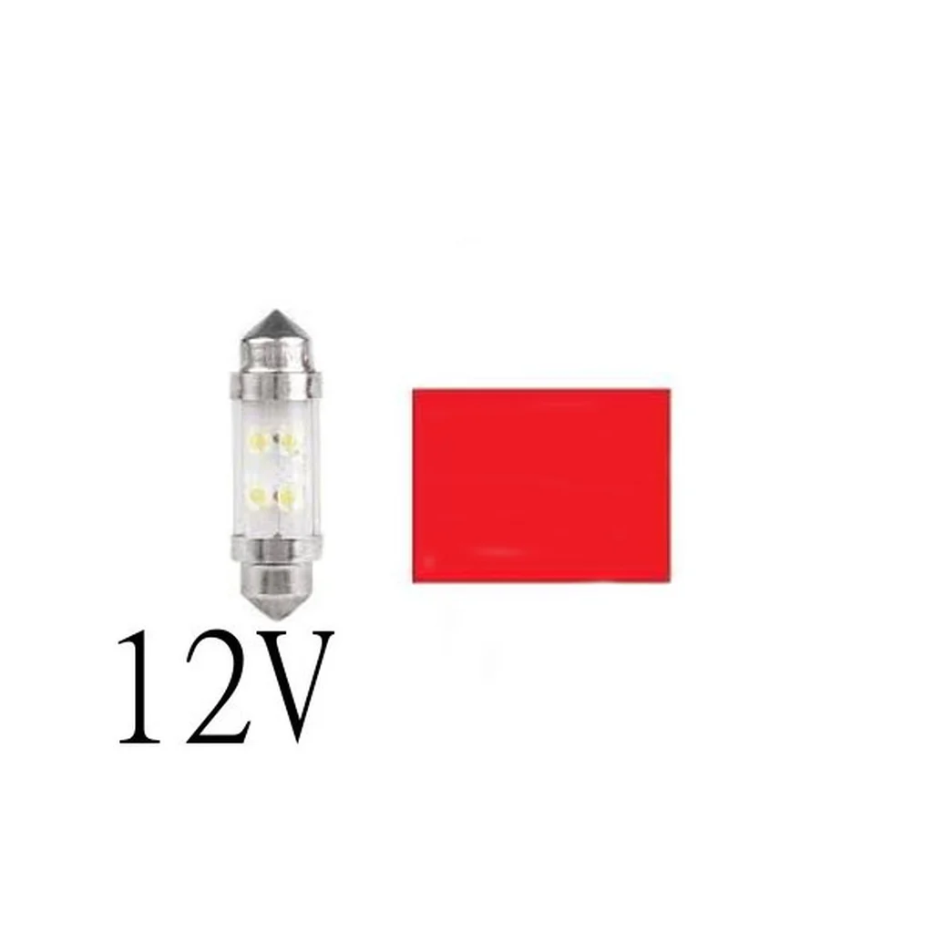Bosma röd LED spollampa 10x36 S8,5 12V 2-pack