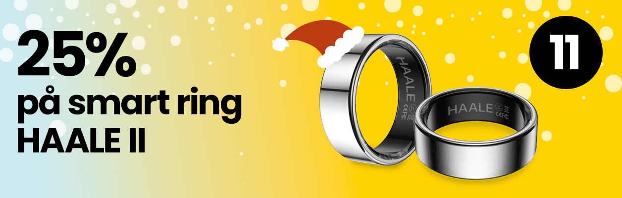 Två smarta ringar HAALE II med text om 25 % rabatt.