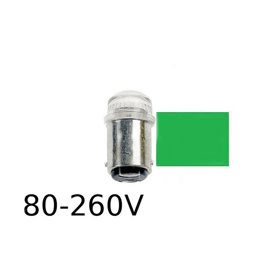 Grön LED signallampa T14x30 5lm Ba15d 0,4W 80-260V