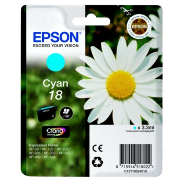 Epson Epson 18 Blekkpatron cyan T1802 Tilsvarer: N/A