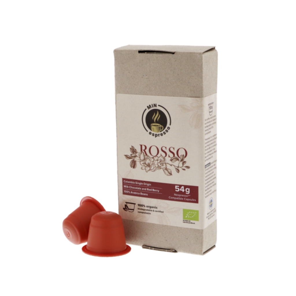 MIN espresso Rosse 10-pakke Maskinproducerade kapslar,Kaffekapsler,Kaffekapsler
