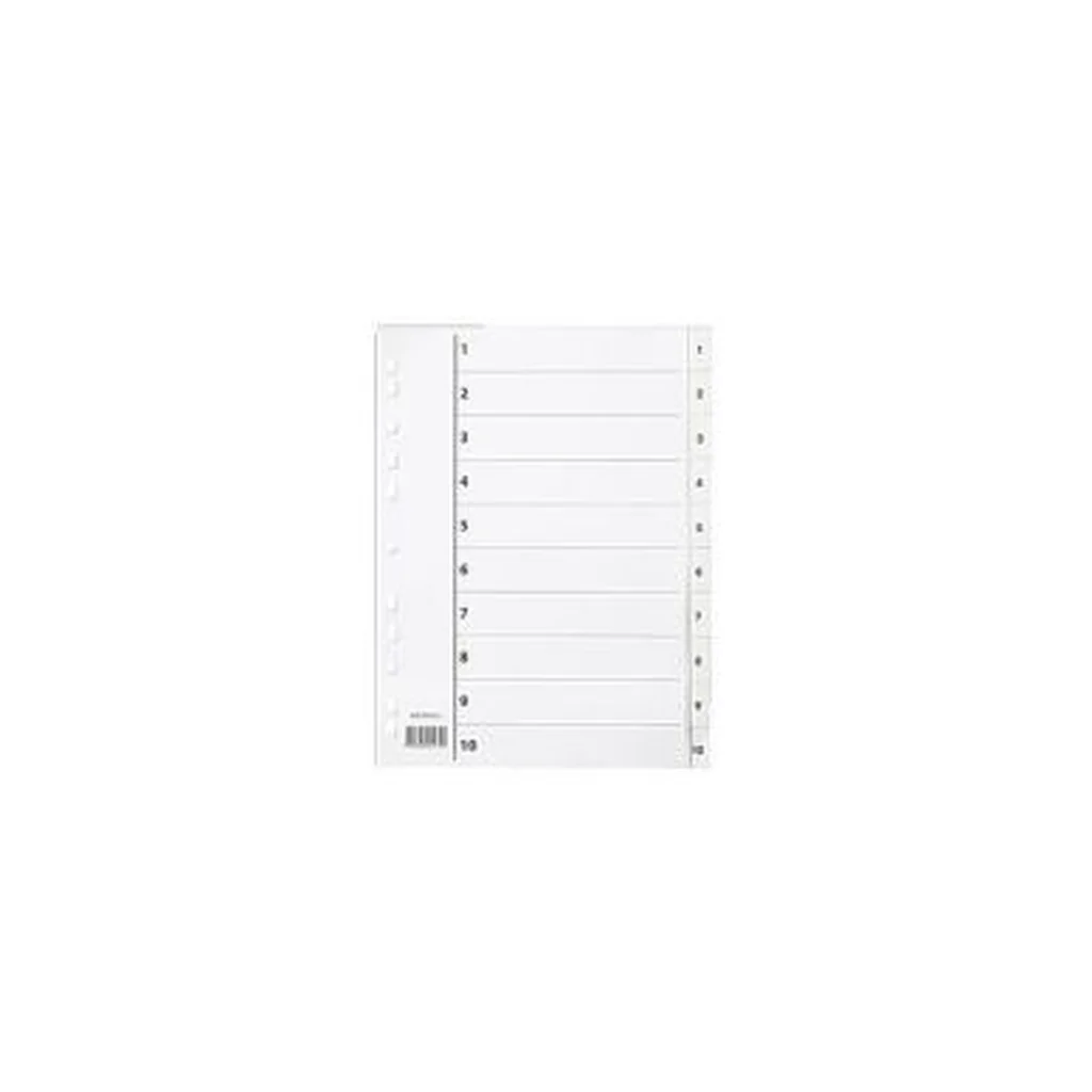 Plastregister A4 1-10 vit, 5 st