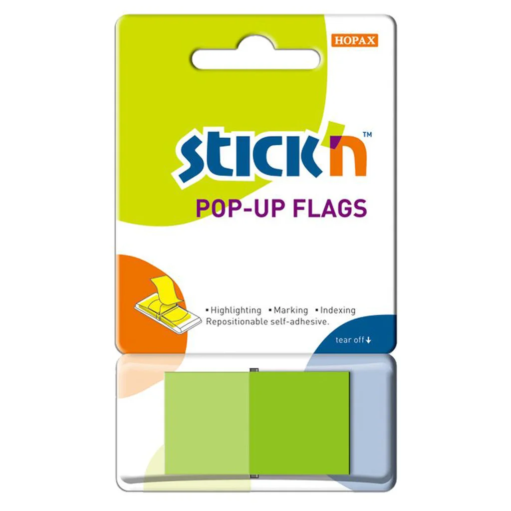 Stick'n Pop Up Flikar 45x25 50 Blad Grön