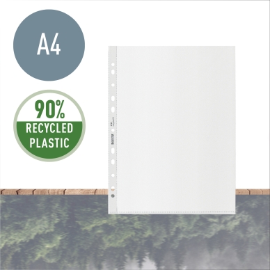 Muovitasku Leitz Recycle A4 kirkas prägettu 100 kpl