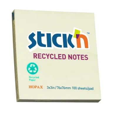 Stick'n Stick'n Noteblokk 76x76 100 Blad Gul 4712759214121 Modsvarer: N/A