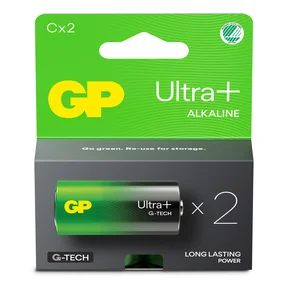 GP Ultra Plus Alkaline C batteri 14AUP/LR14 2-pak