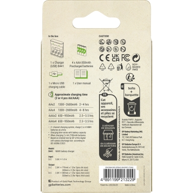 GP Recyko Everyday batteriladdare (USB) inkl 4 AAA 850 mAh
