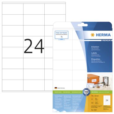 Herma Etikett HERMA Premium A4 70x36 (25) 4360 Modsvarer: N/A