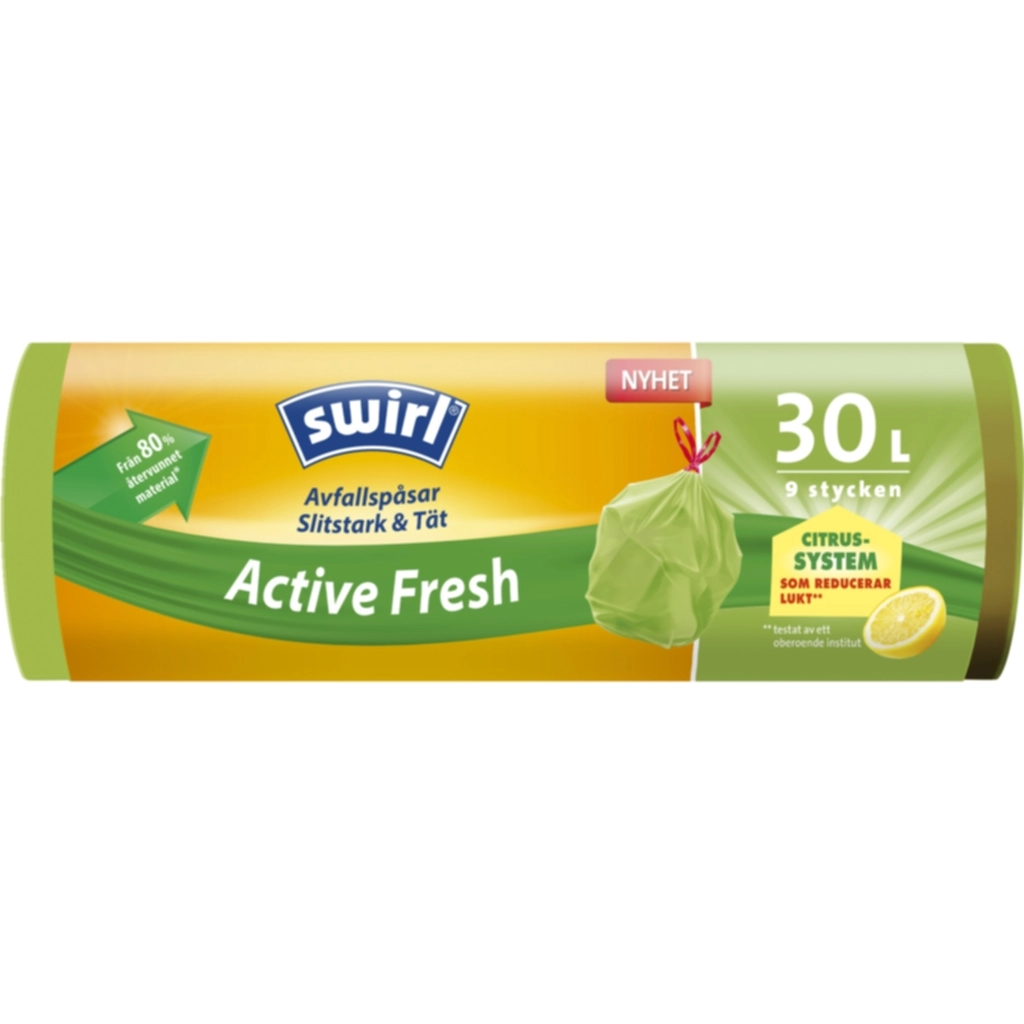 SWIRL Swirl Avfallspose Active Fresh 30L, 9-pakning Andre rengjøringsprodukter,Avfallsposer,Plastsekker,Skrivebordspr