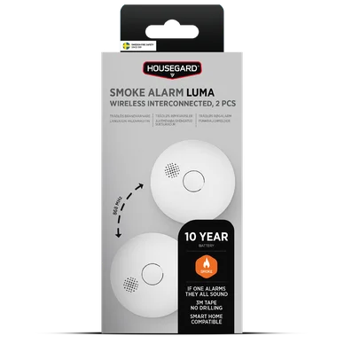 Housegard Luma Seriekopplad Brandvarnare, 2 st