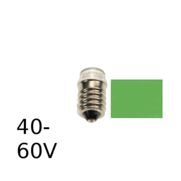 Grön LED signallampa T14x30 10lm E14 0,4W 40-60V