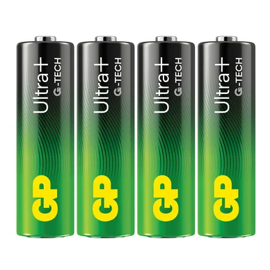 GP Ultra Plus Alkaline AA-batteri, 15AUP/LR6, 4-pakning GP Ultra Plus Alkaline AA-batteri, 15AUP/LR6, 4-pakning