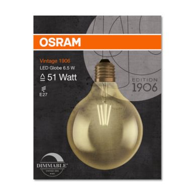 OSRAM alt LED-lamppu E27 6,5W 2400K himmennettävä Osram vintage 1906