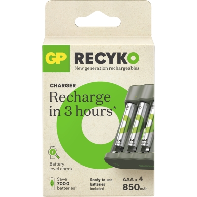 GP Recyko Everyday batteriladdare (USB) inkl 4 AAA 850 mAh