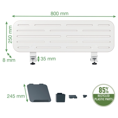 Leitz Ergo pegboard organiseringstavle til skrivebordet med laptop holder, 80x25 cm