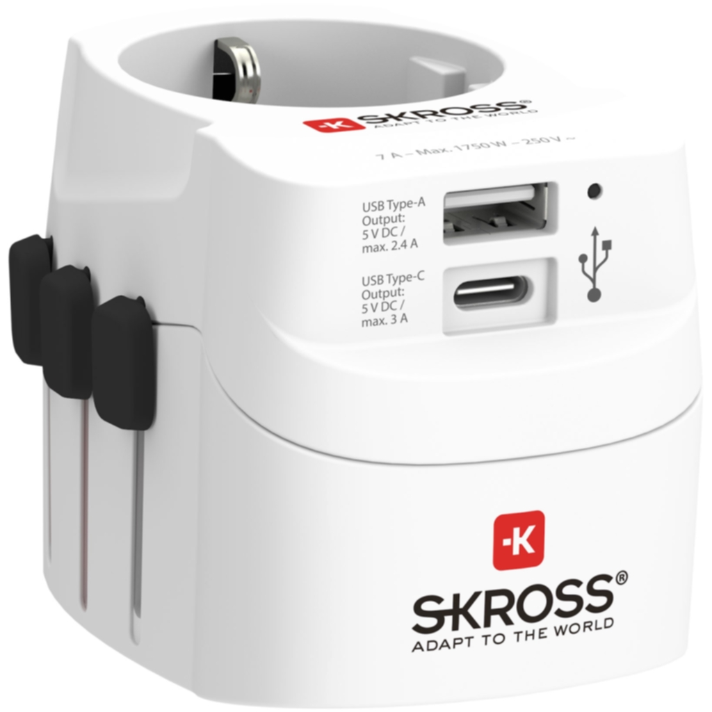 SKROSS SKROSS World Adapter Pro Light USB-C + USB-A Adaptere og omformere,Kablar,Elektronikk,Strøm