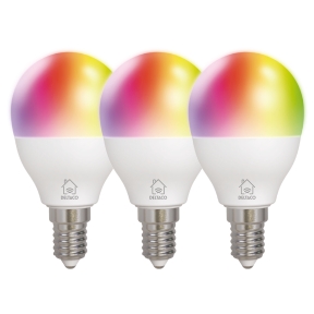Smart Home RGB-lampor, E14, G45, 5W, miniglobe, 3-pack