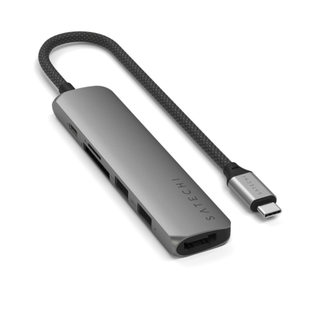 Satechi 6-i-1 USB-C Slim Multiport Adapter, Space Grey