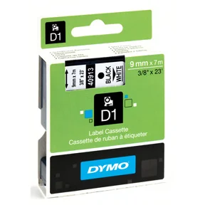 Tape Dymo D1 9 mm svart på