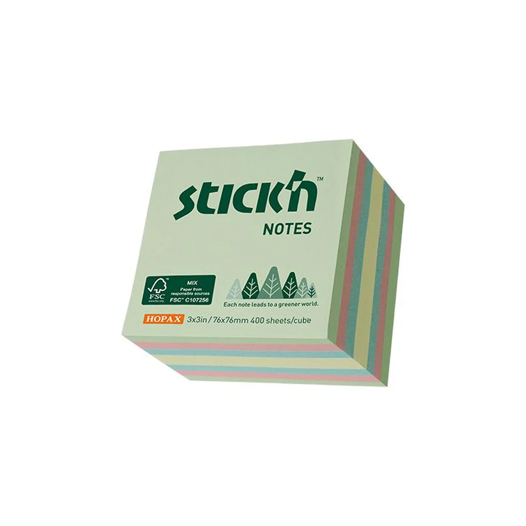 Stick'n Miljö Notiskub 400 blad 76x76mm Sorterad 4 Färger
