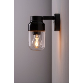 Ohm Wall Væglampe LED E27 Sort 100/210 Klarglas IP44