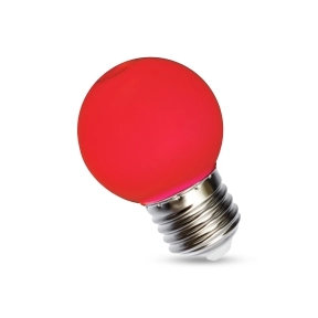 Rød E27 LED globelampe 1W 230V