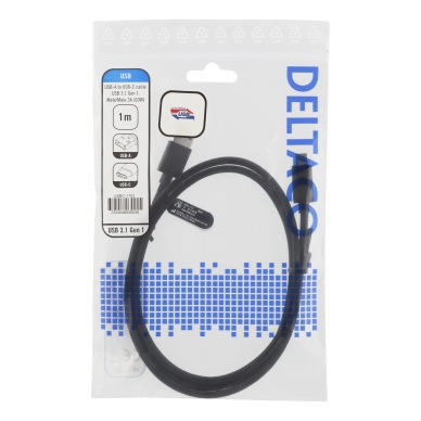 DELTACO alt Deltaco Laddningskabel USB-A till USB-C, 1 m, svart