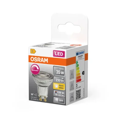 OSRAM LED PAR16 35 Dæmpbar 36° 2,4W 927 GU10 4099854457036 Modsvarer: N/A