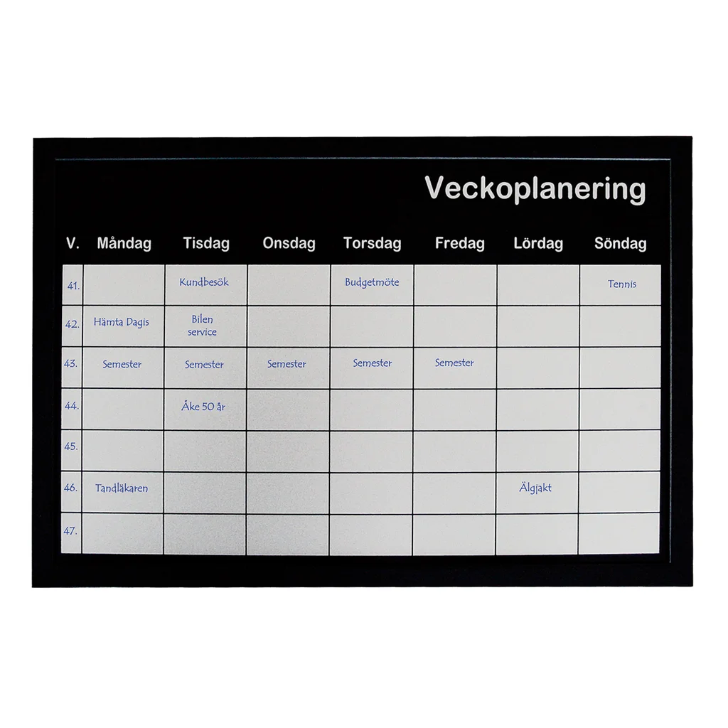 Veckoplaneringstavla 60x40 cm silver