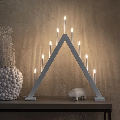 Elektrisk lysestake 9 lys tre matt grå