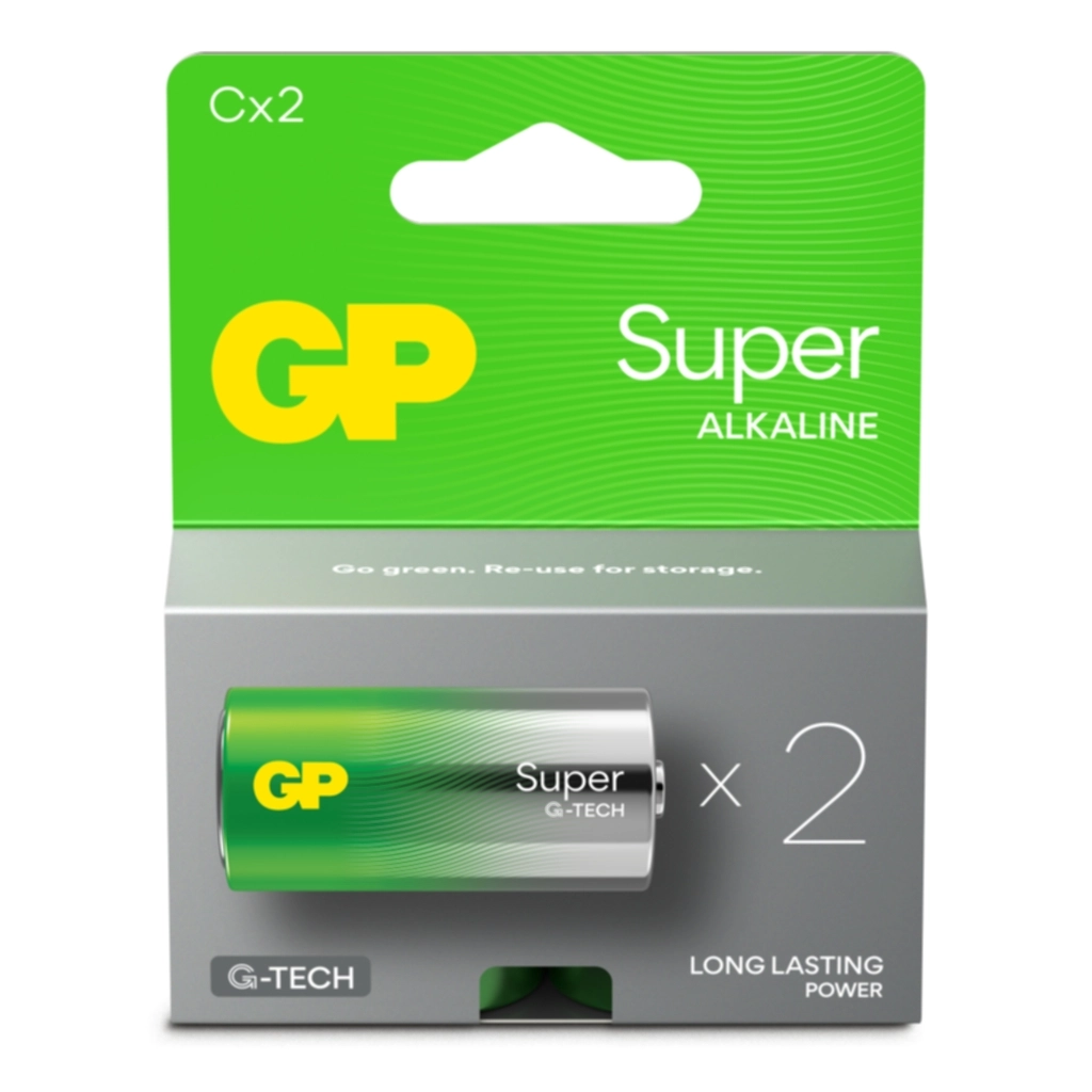 GP BATTERIES GP Super Alkaline Batteri C/LR14/14A 2-pakk Batterier og ladere,Alkaliske batterier