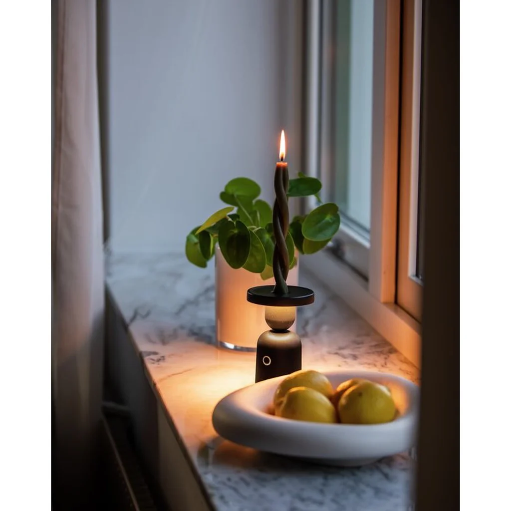 Nantes Bordslampa/ljusstake LED USB Svart 2200K/2700K dimbar