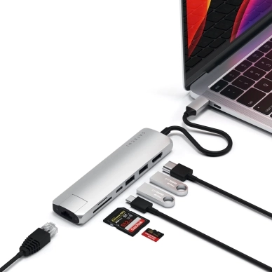 Satechi alt Slank USB-C MultiPort-adapter, Sølv